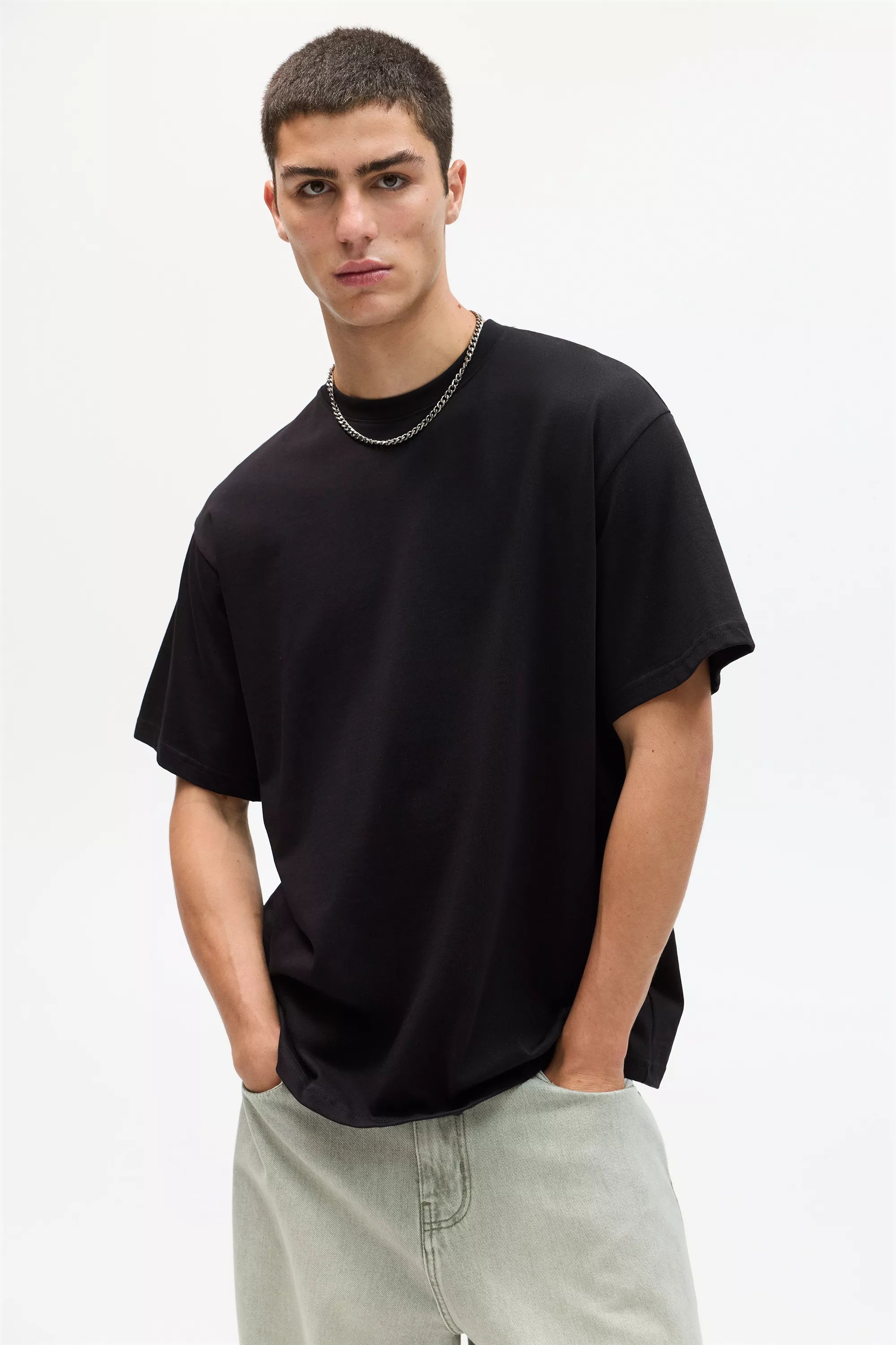 BLACK PLAIN STWD OVERSIZED T-SHIRT