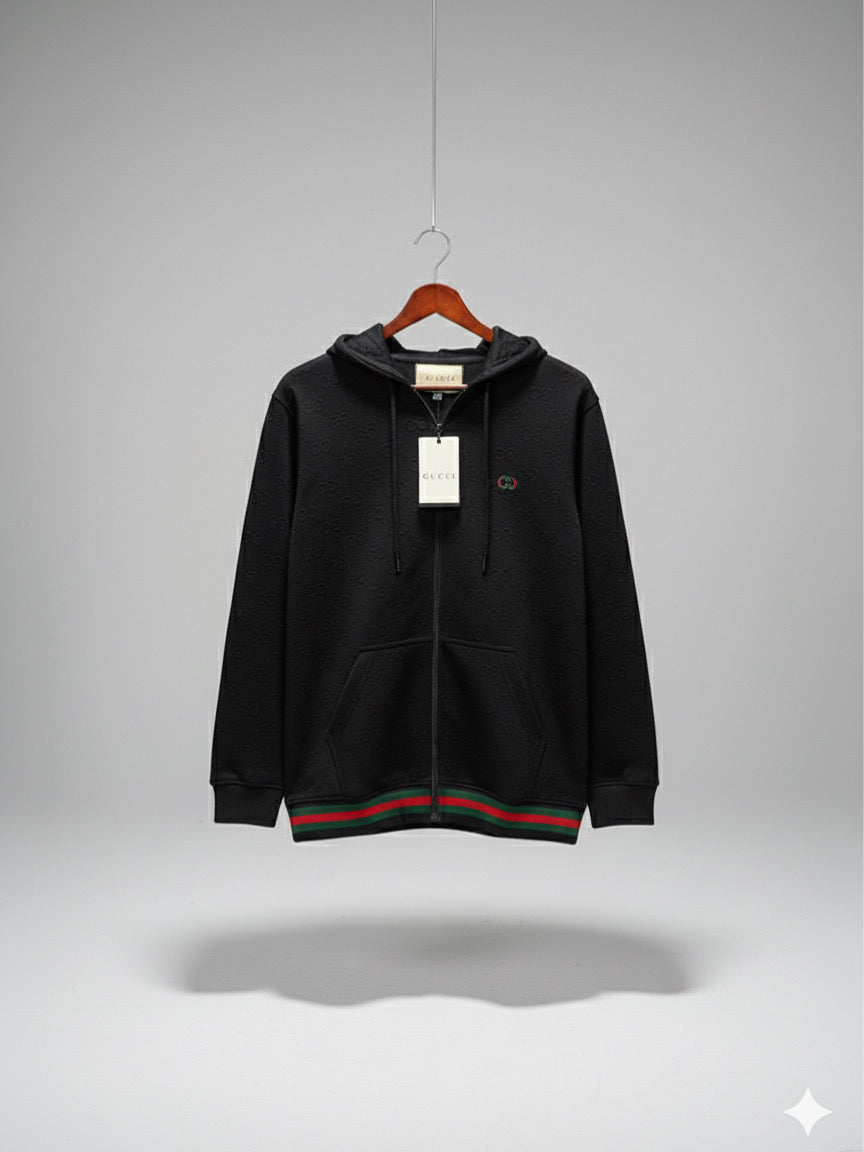 EMBOSED ZIPPER HOODIE