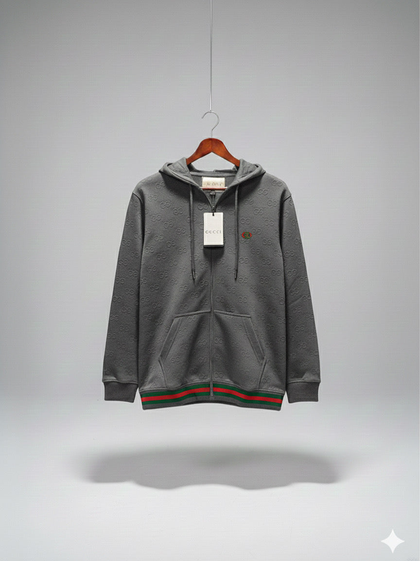 EMBOSED ZIPPER HOODIE